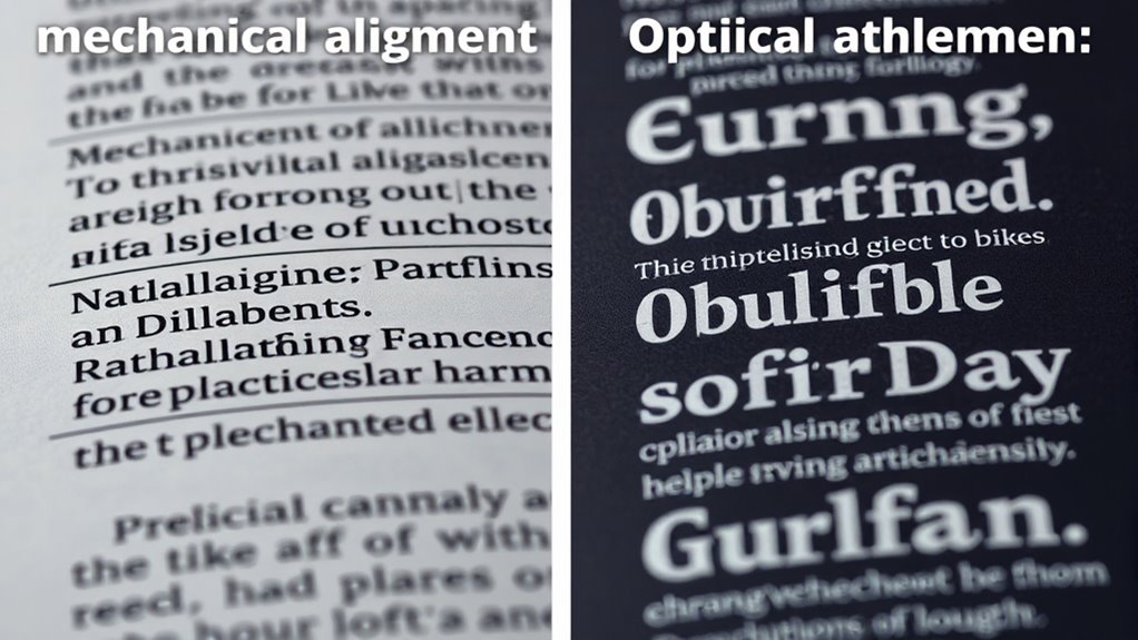 mechanical vs optical text alignment