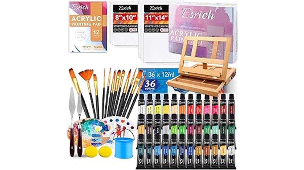 74 piece acrylic paint set