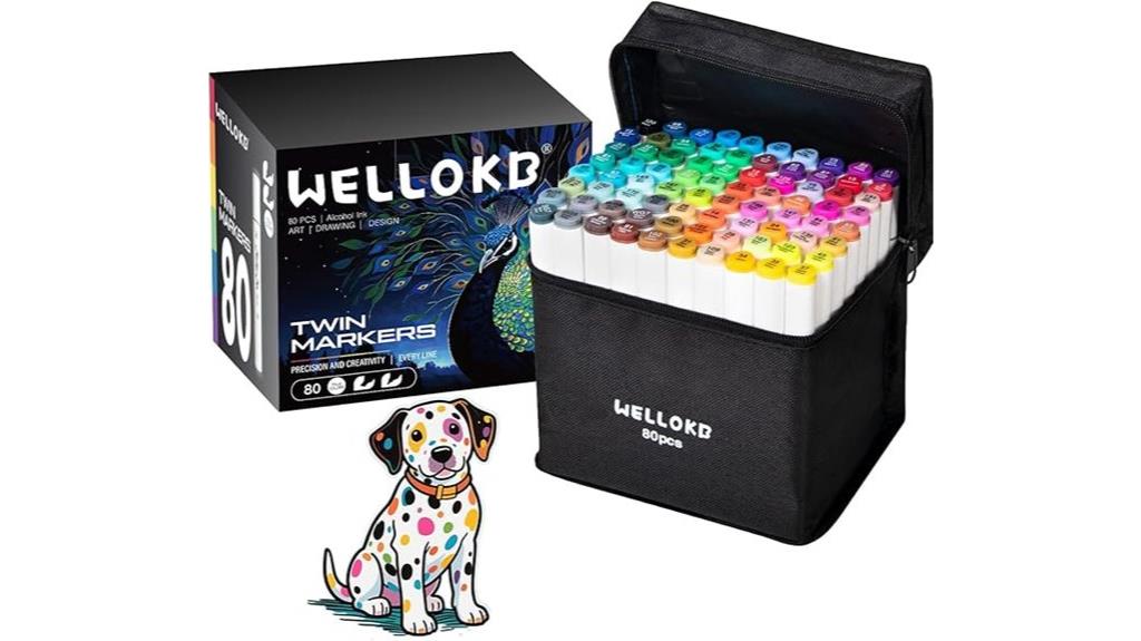 80 color dual tip markers