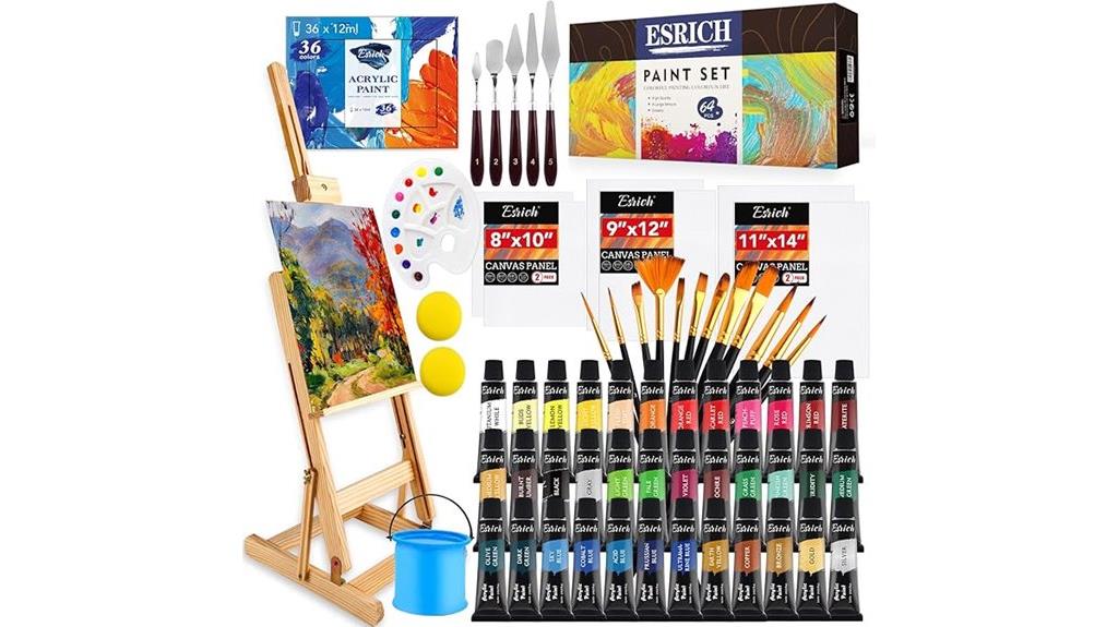 acrylic paint set with easel