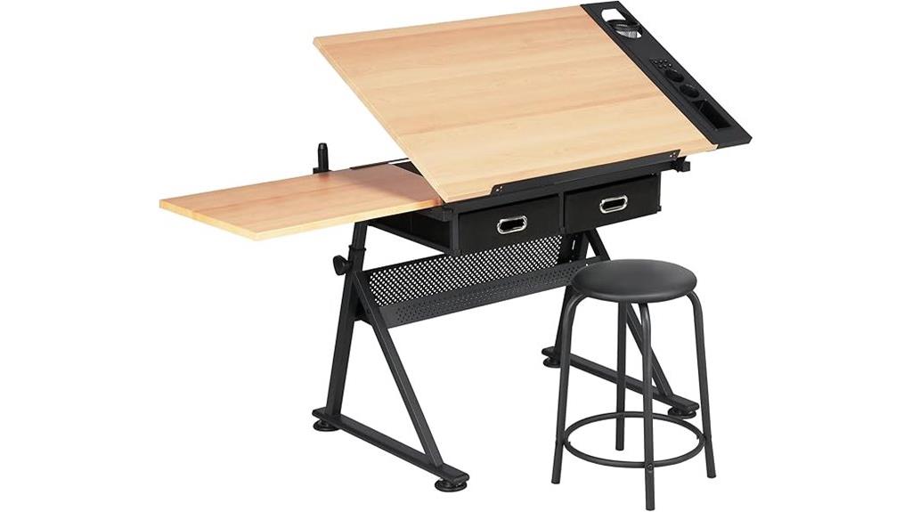 adjustable artist table with storage
