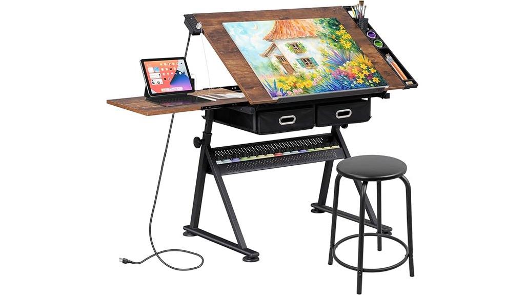 adjustable drafting table with storage