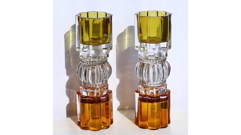 amber glass candle holders