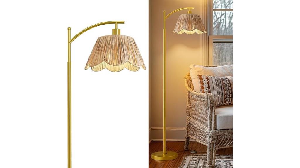 arc floor lamp with wicker