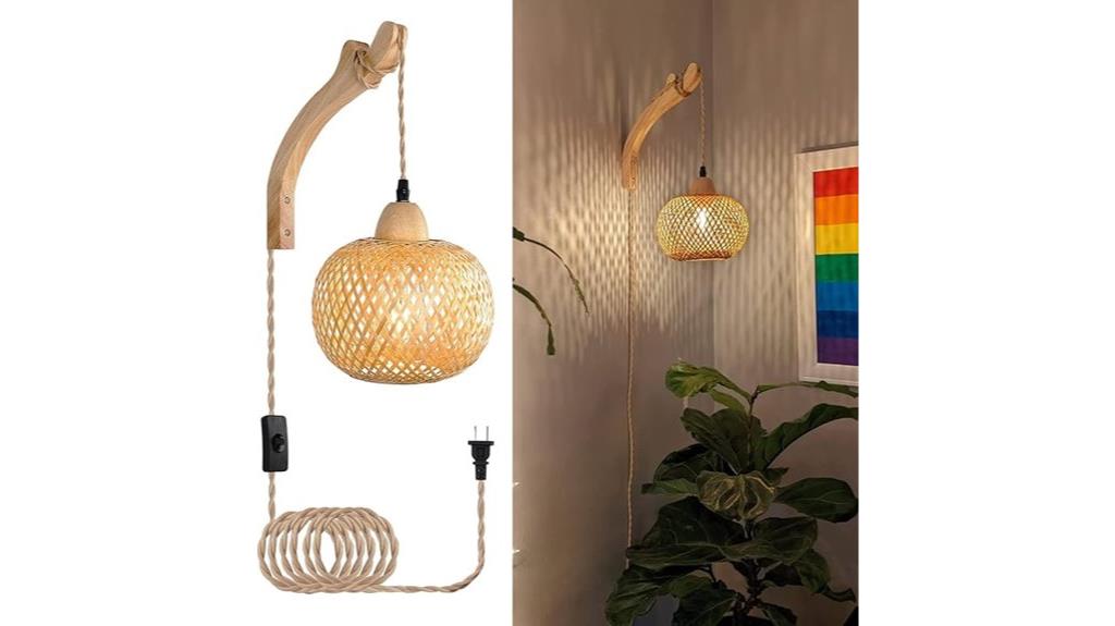bamboo plug in wall sconce