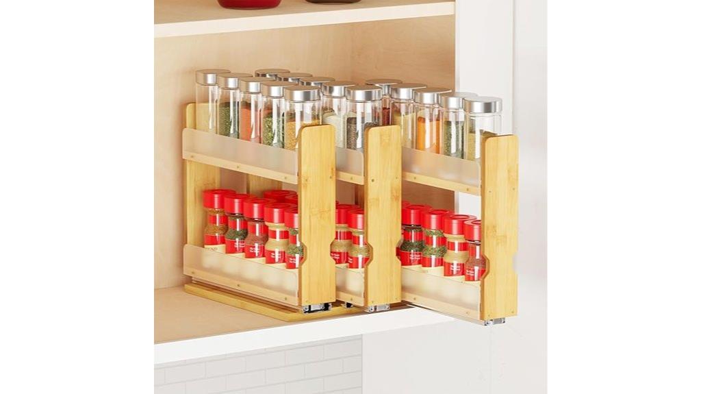 bamboo pull out spice organizer