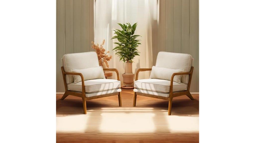 beige upholstered lounge chairs