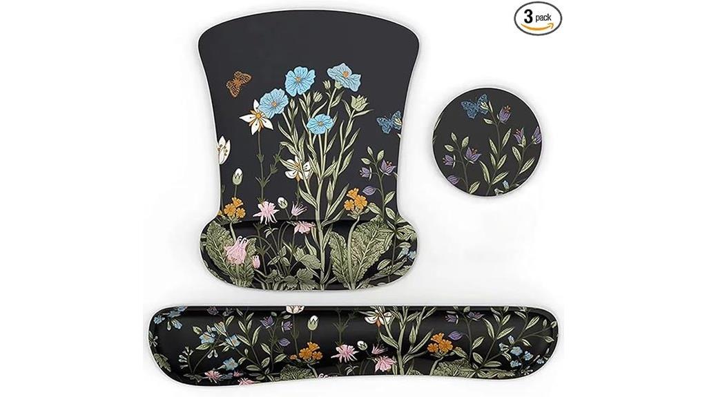 black flower wrist rest