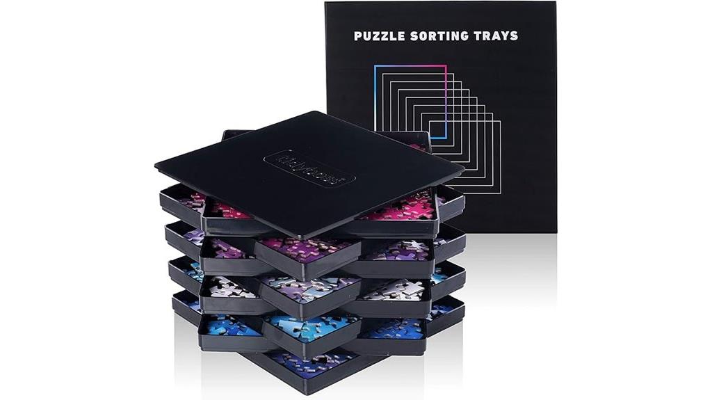 black puzzle tray set