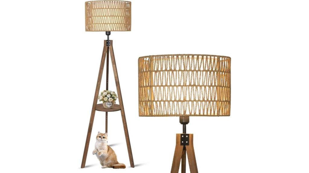 bohemian tripod shelf lamp