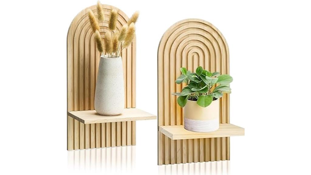 boho arched wooden shelves