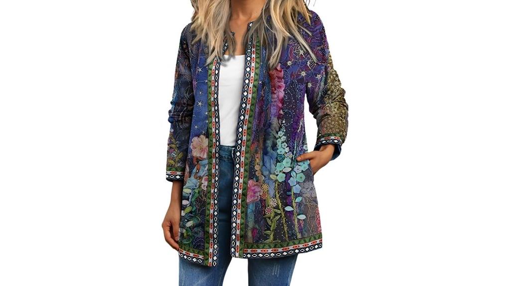 boho floral long coat