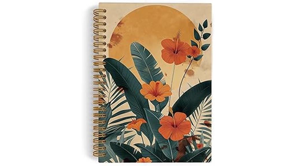 boho floral spiral notebook