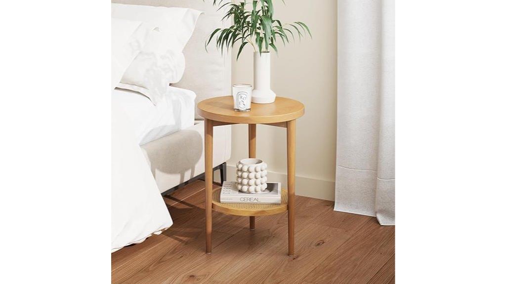 boho light wood end table