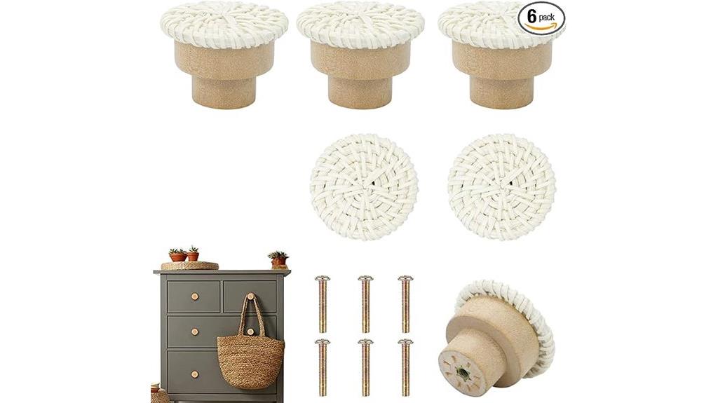 boho rattan drawer knobs
