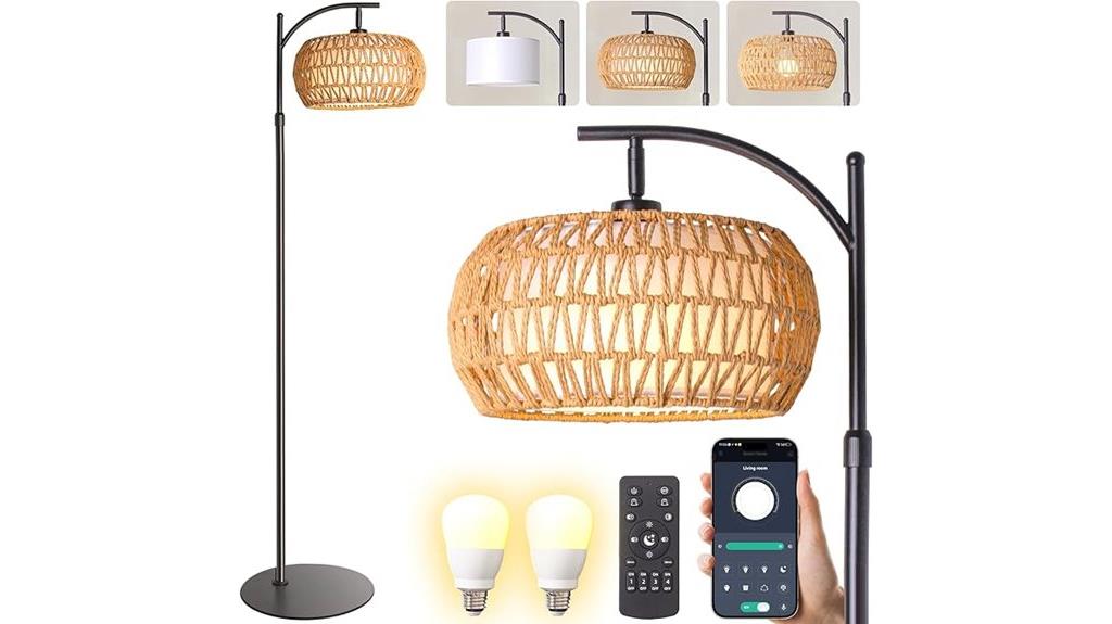 boho rattan floor lamp