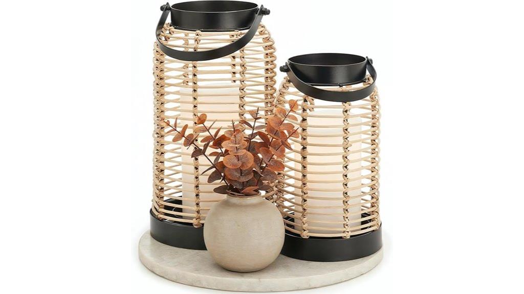 boho rattan lanterns