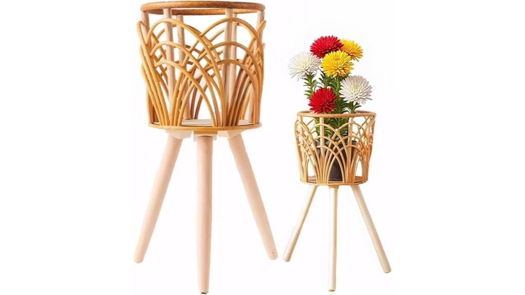 boho rattan plant stand