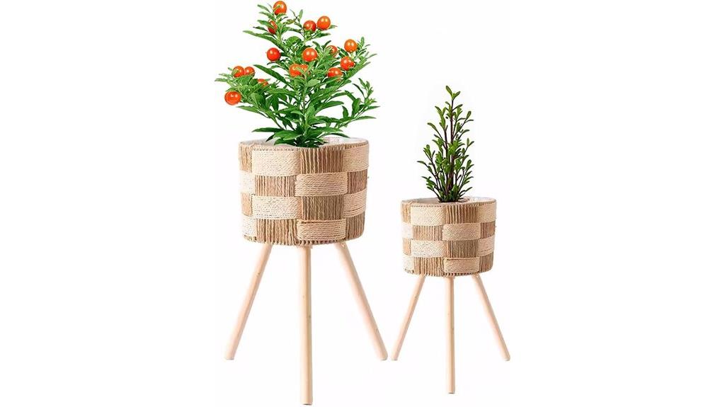 boho rattan plant stands