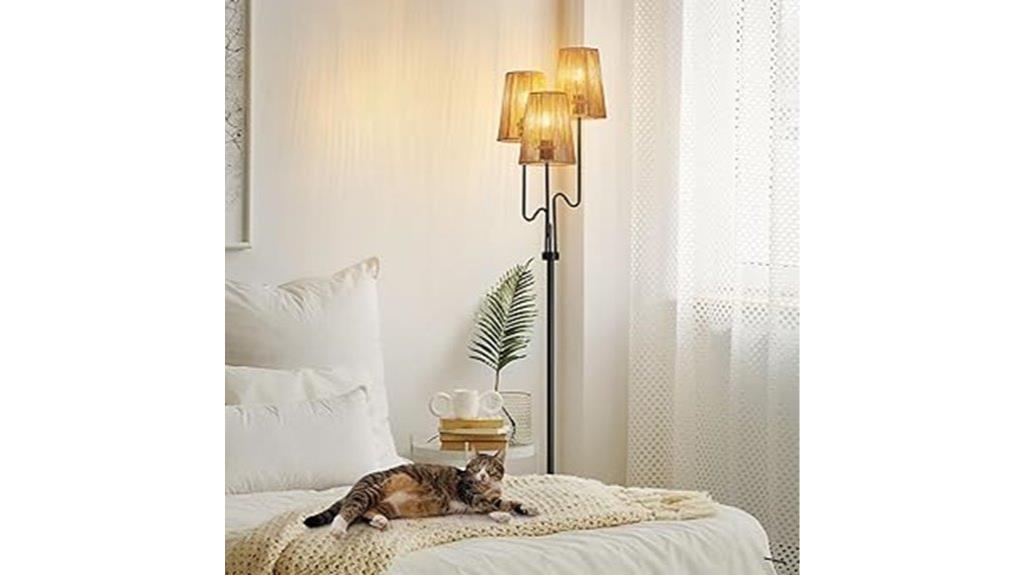 boho rattan shade lamp