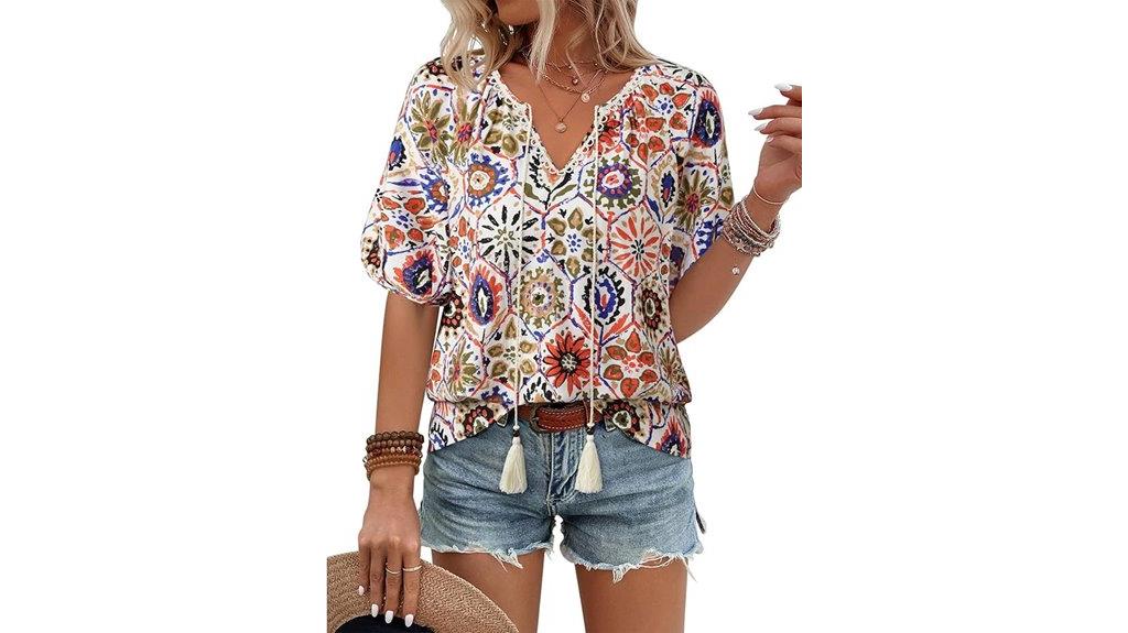 boho v neck summer blouse