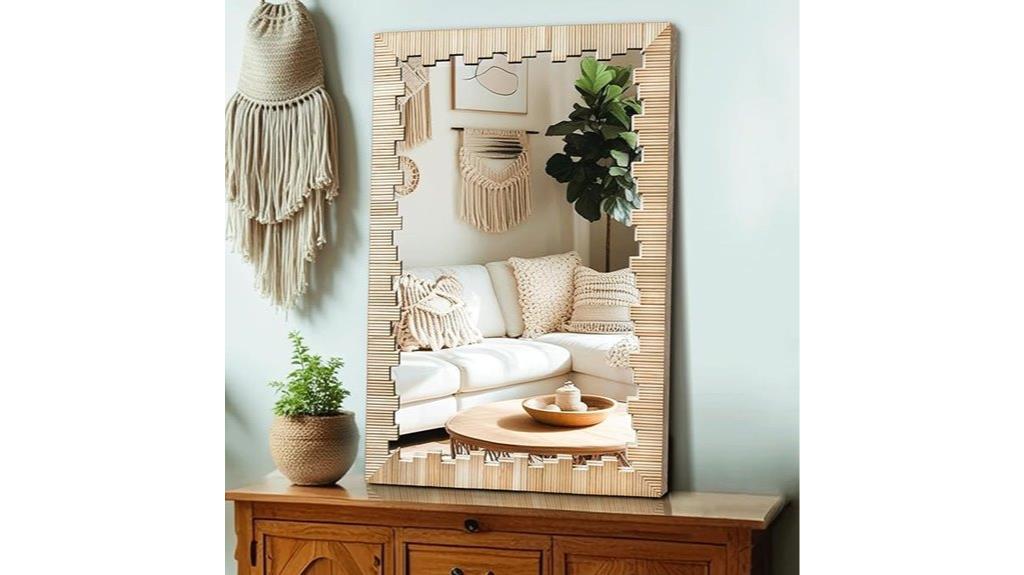 boho wood frame mirror