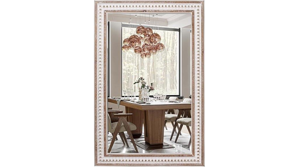 boho wooden rectangle mirror