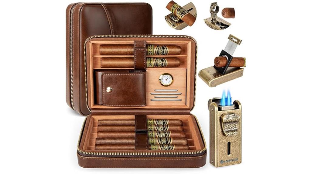complete leather cigar set
