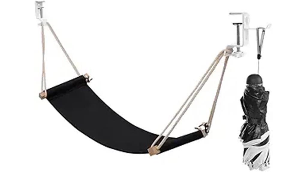 desk foot hammock with headphones