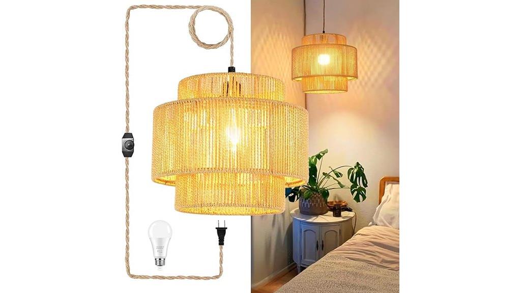dimmable wicker pendant light
