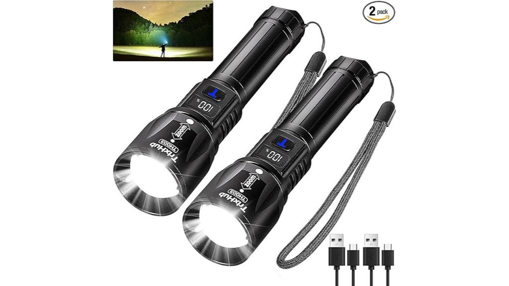 dual rechargeable flashlights with lcd