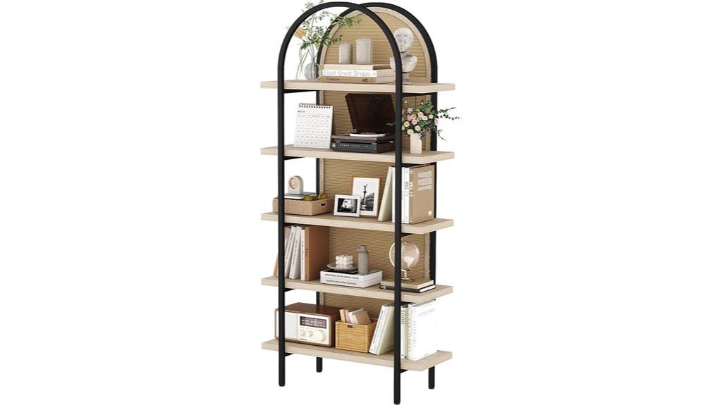 elegant 5 tier arched bookcase