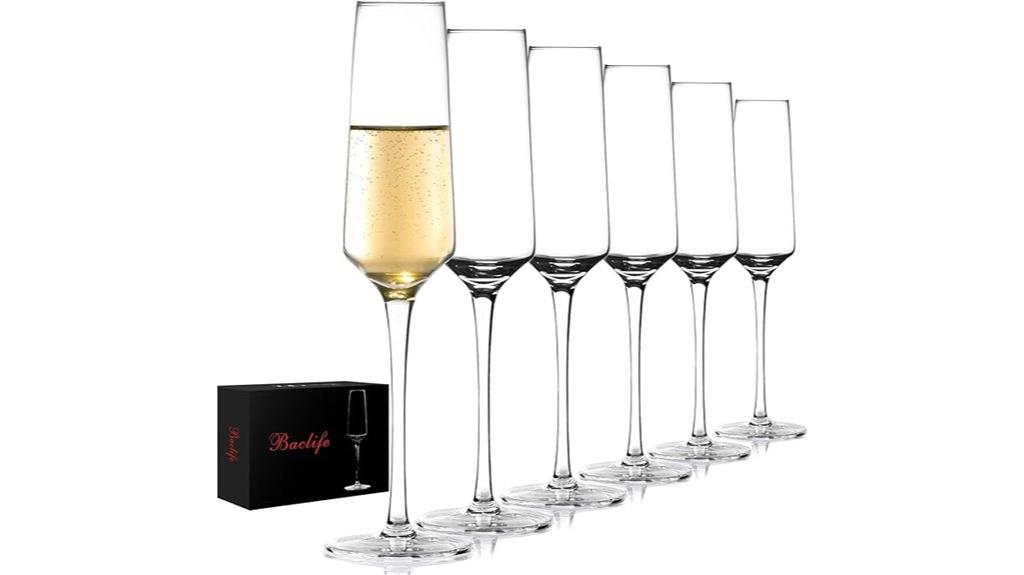 elegant hand blown champagne glasses