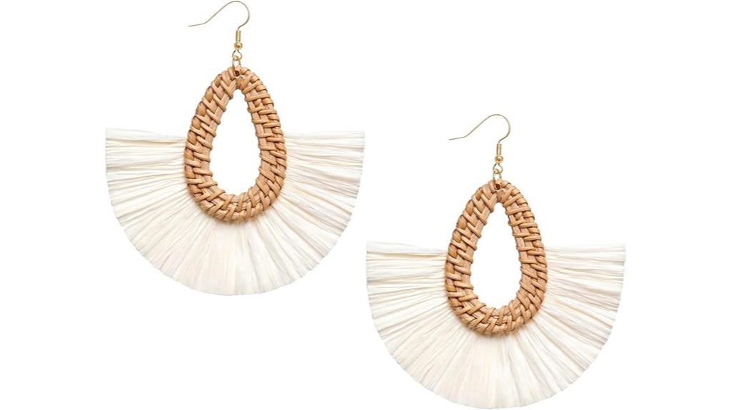 elegant raffia tassel earrings