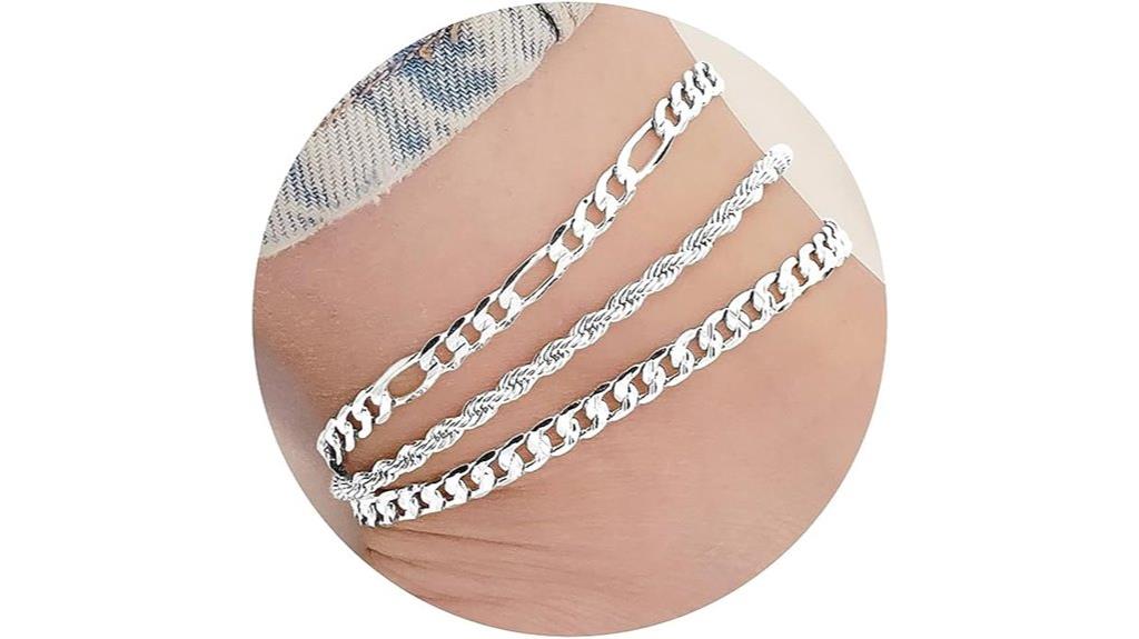 elegant sterling silver ankle bracelets