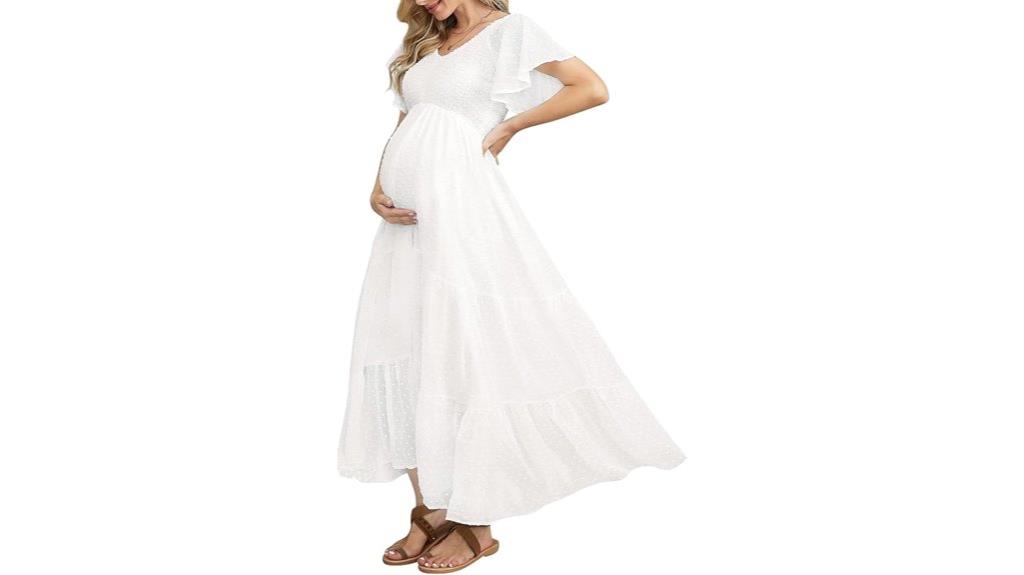 elegant swiss dot maternity dress