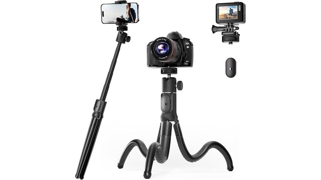 extendable phone tripod with remote