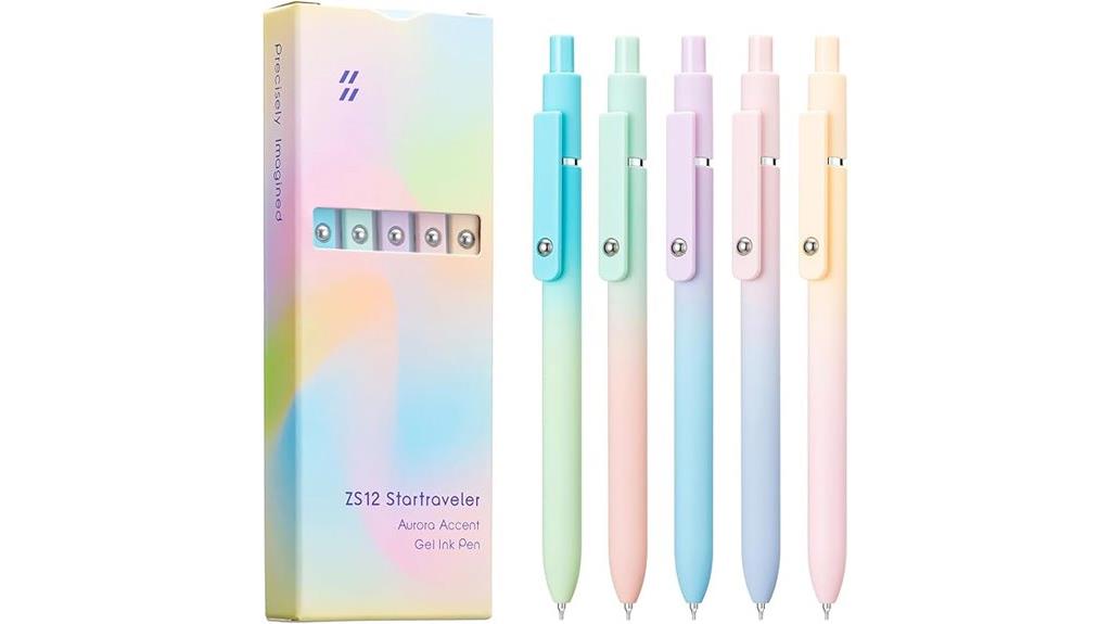 five aurora gel pens