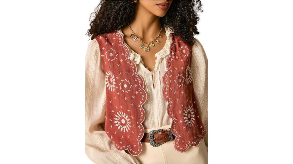 floral boho linen vest