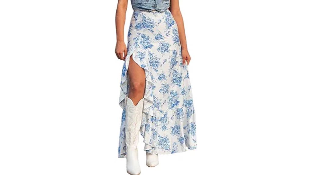 floral maxi skirt with slit