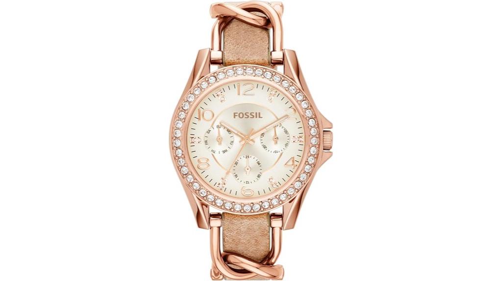 fossil riley leather watch