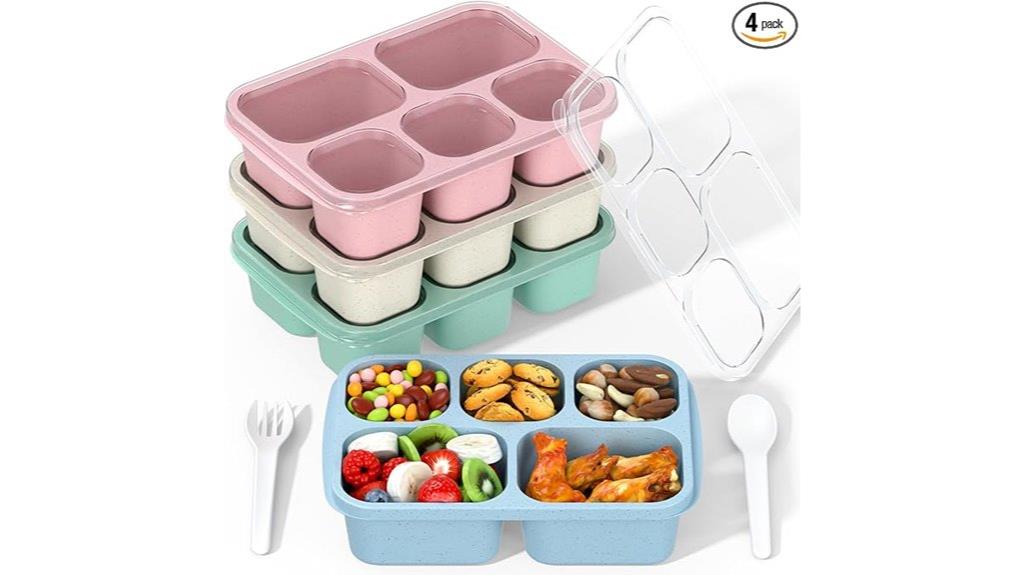 four pack wheat bento boxes