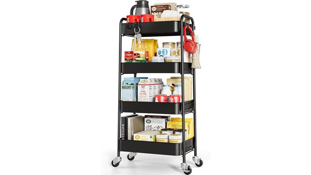 four tier metal storage cart