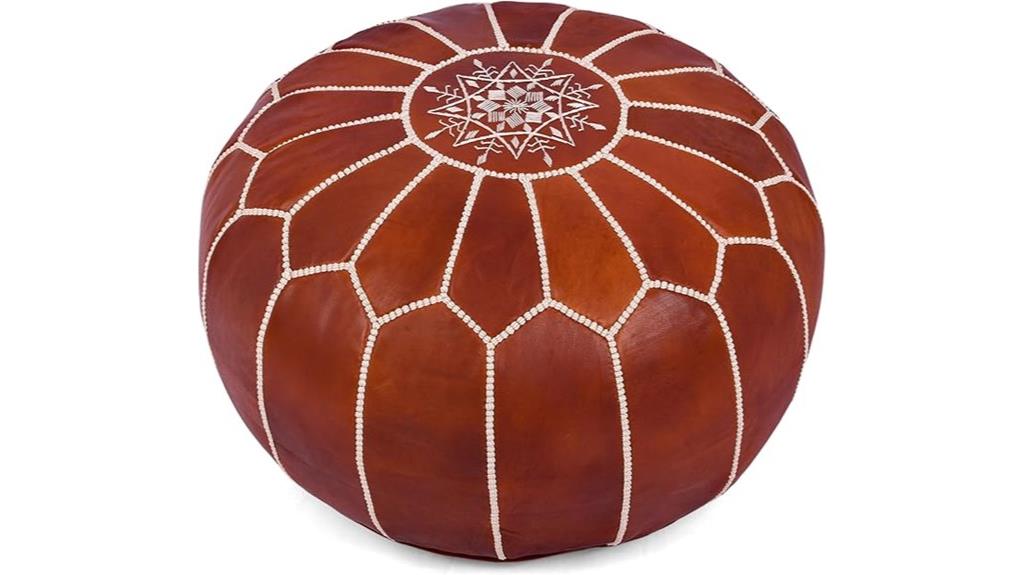 genuine leather round pouf