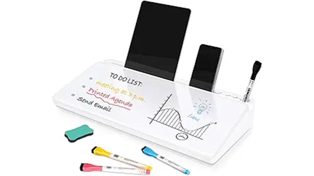 glass whiteboard with storage