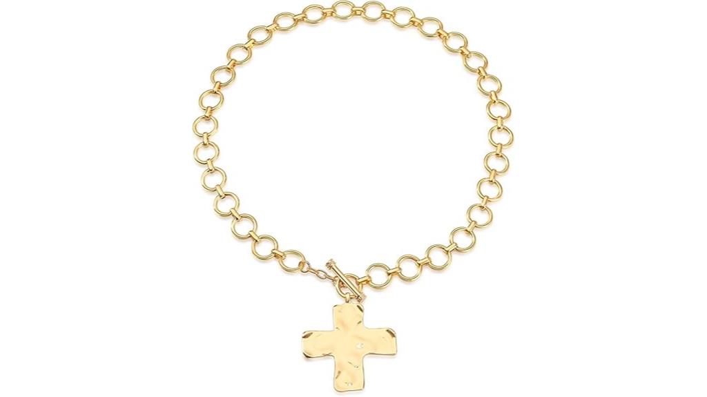 gold chunky hammered cross