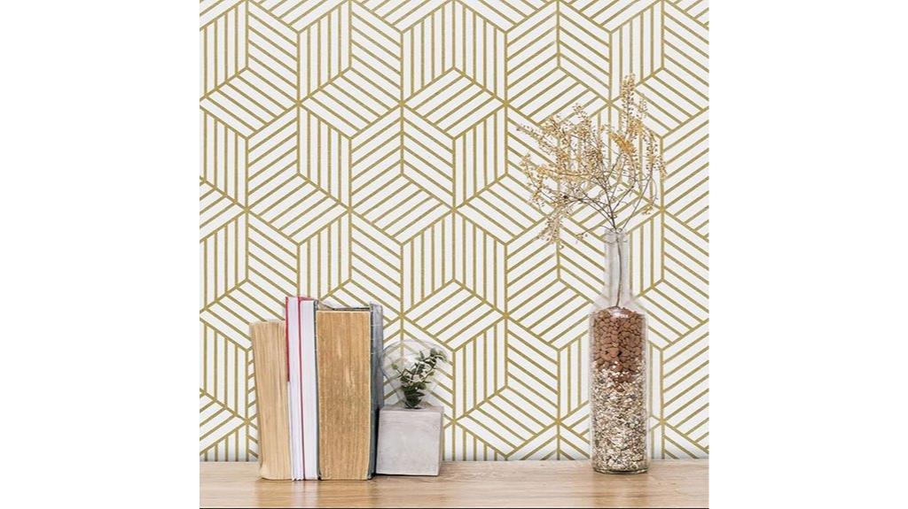 gold geometric peel and stick wallpaper