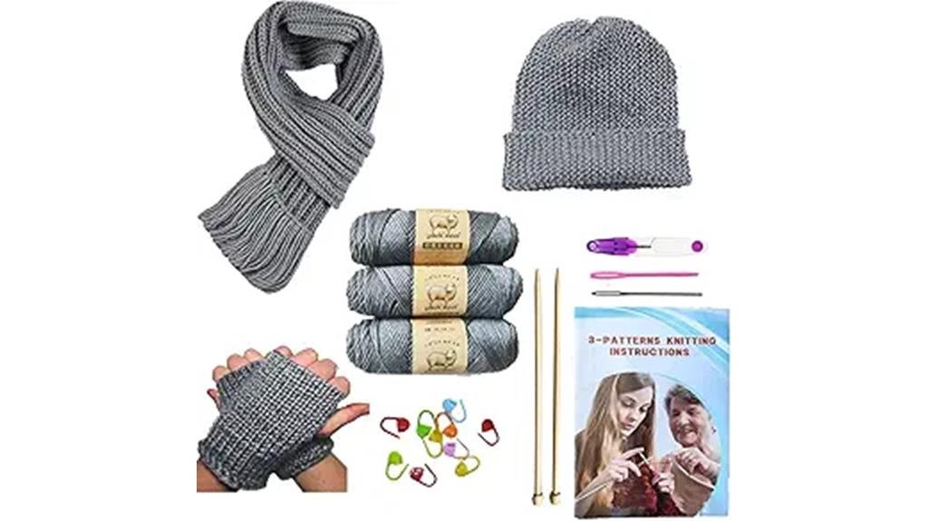 gray knitting kit for beginners