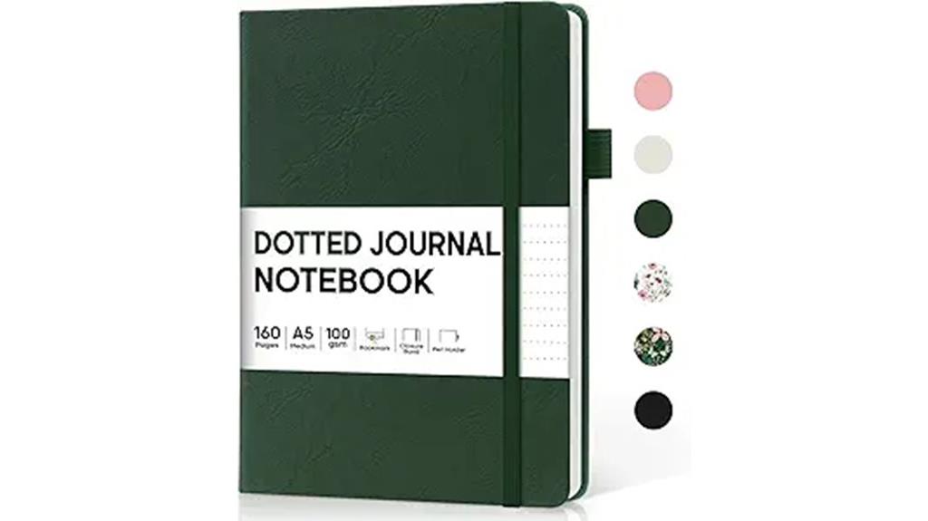 green hardcover dotted journal