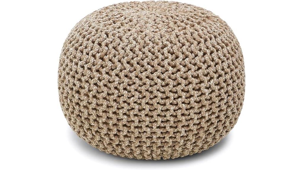 hand knit cable pouf